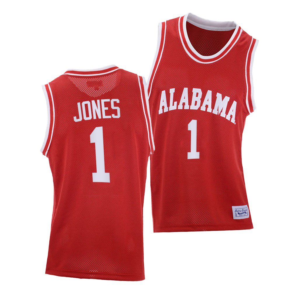 Men's Alabama Crimson Tide Herbert Jones #1 2021 Red Throwback NCAA College Basketball Jersey